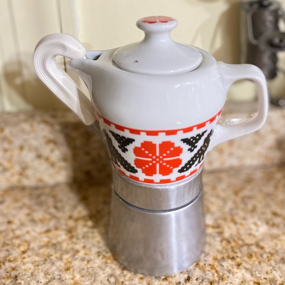 Rare vintage coffee pot in aluminum with spout and jug - Picture 2 of 7
